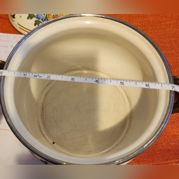 Vintage Germany ASTA 1851 Floral Metal Enamel Lid HANDLES BENIFITS CHARITY - Picture 9 of 9